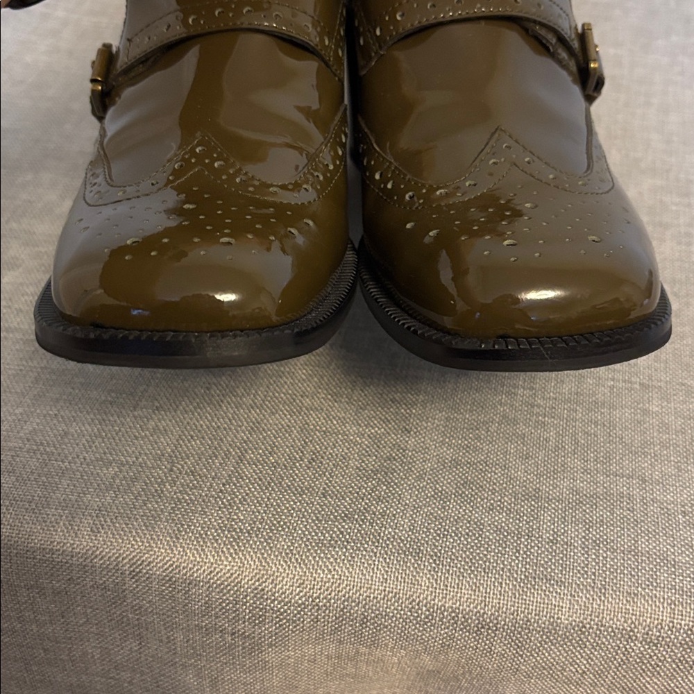Jeffrey  Campbell Monk Heeled Shooties, in Olive Patent, Size 8/39.  EUC. - Picture 13 of 16